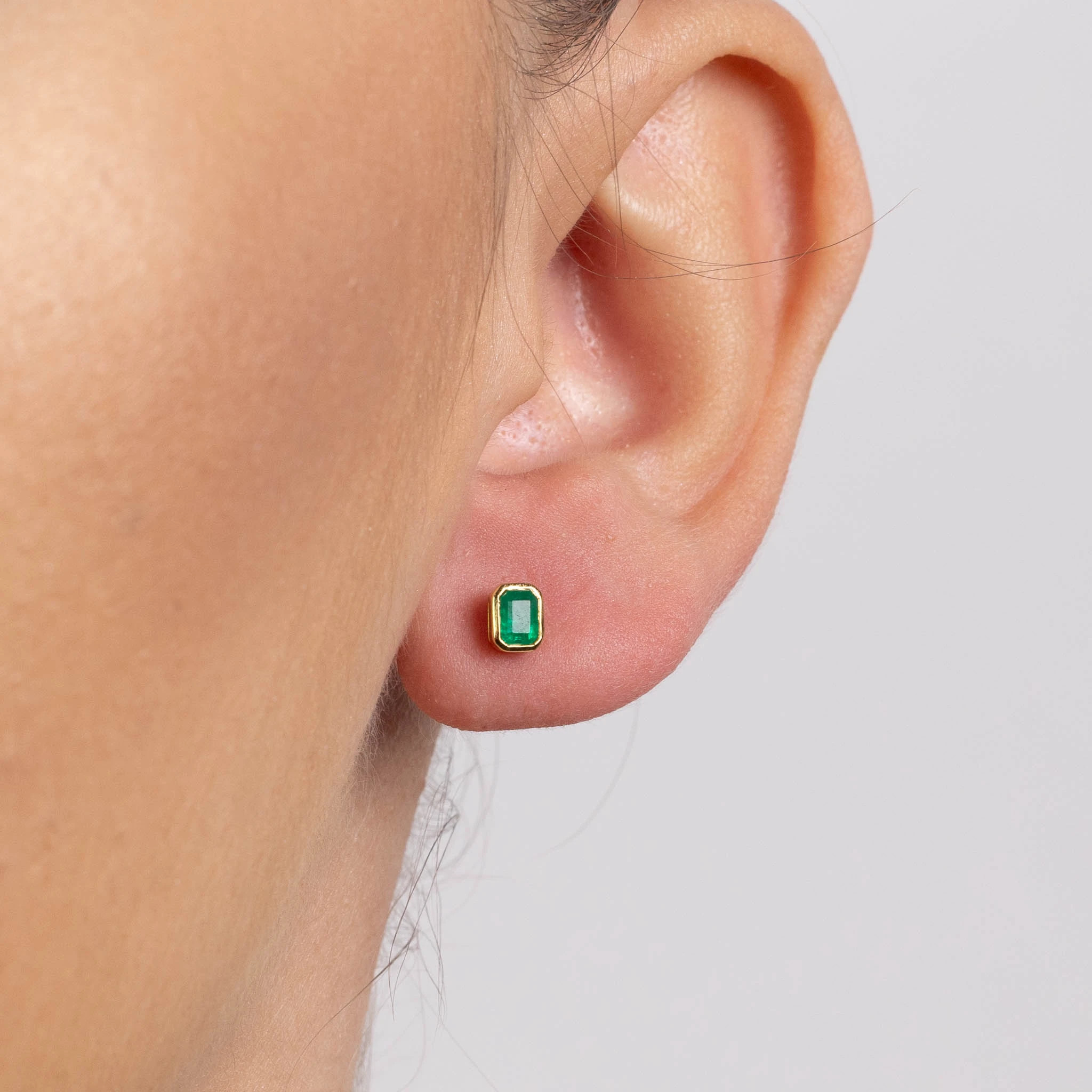 Cercei Aur Galben 14k, Smaralde 0.42 ct
