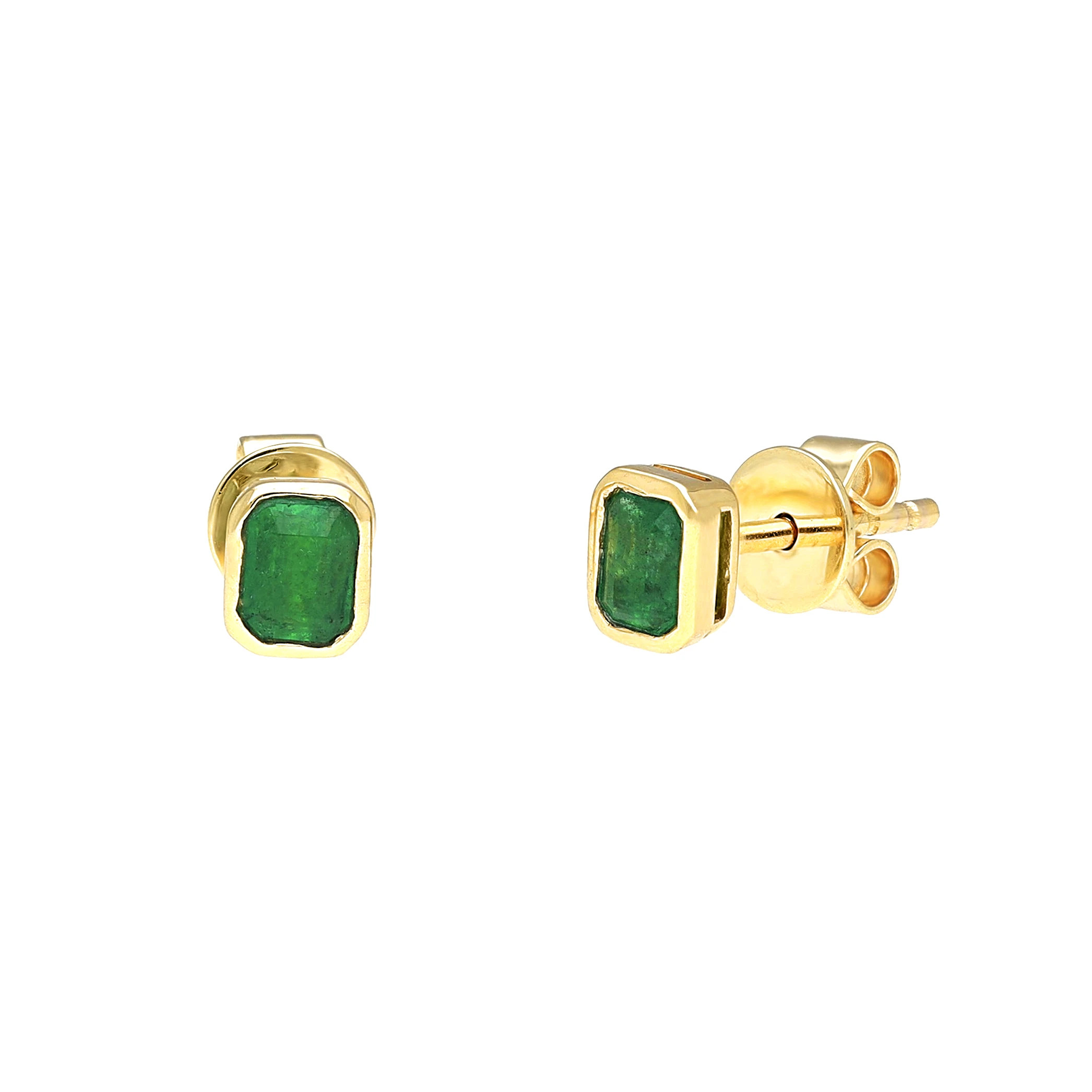 Cercei Aur Galben 14k, Smaralde 0.42 ct