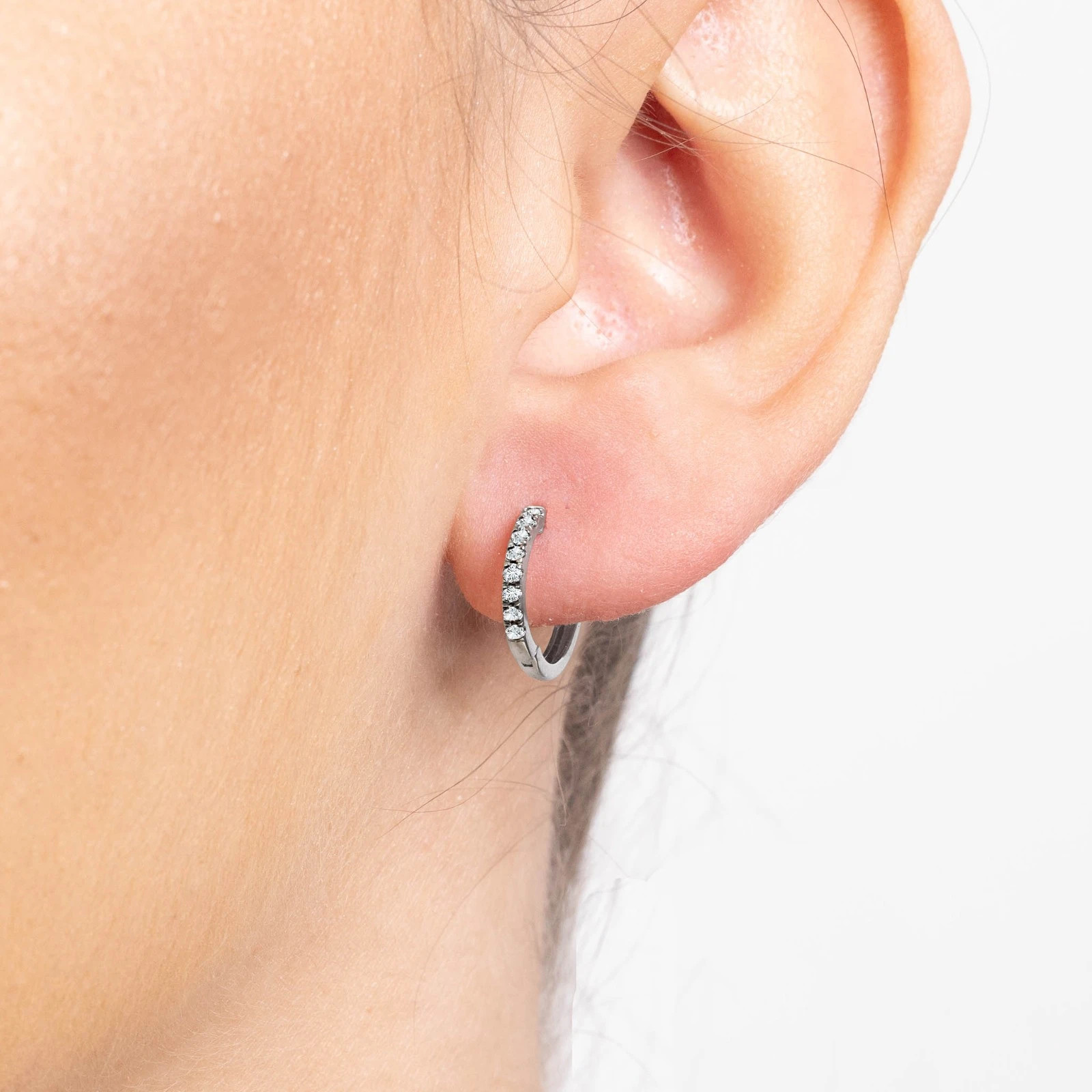 Cercei Aur Alb 18k, Diamante Naturale 0.25 ct
