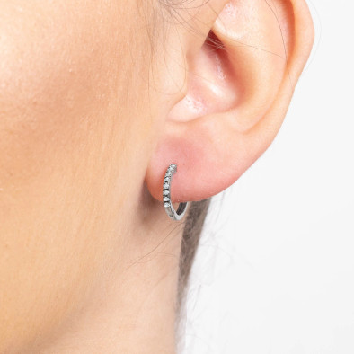 Cercei Aur Alb 18k, Diamante Naturale 0.25 ct