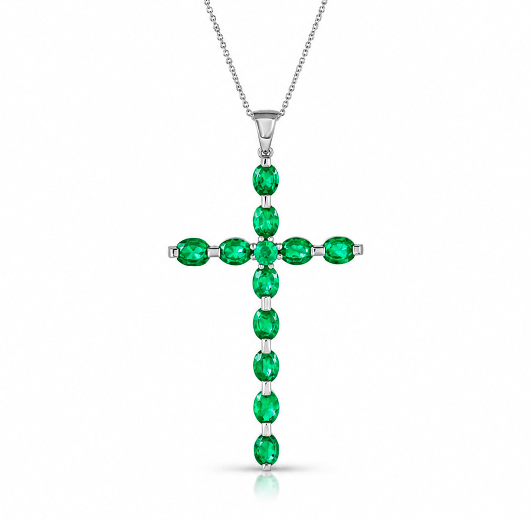 Colier Aur Alb 14k, Smarald 3.25 ct
