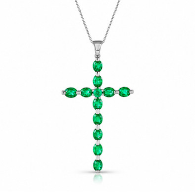 Colier Aur Alb 14k, Smarald 3.25 ct