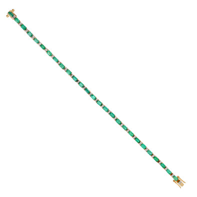 Bratara Aur Galben 14k, Smaralde 4.75 Ct, Diamante Naturale 0.26 Ct