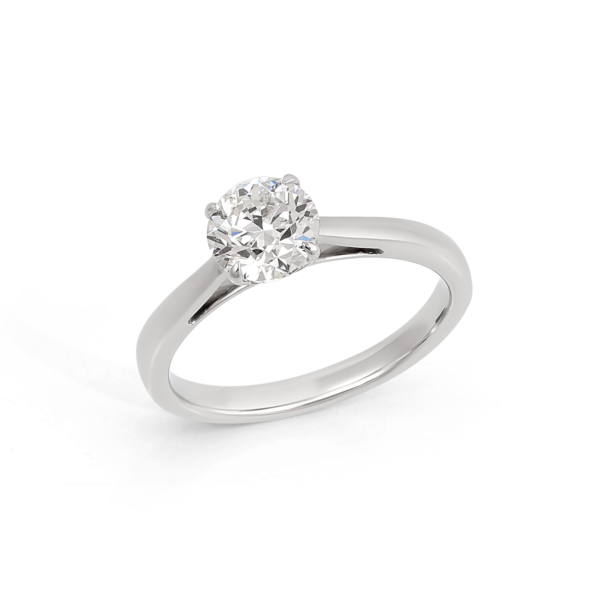 Inel Aur Alb 18k, Diamant Natural Solitaire 1.00 Ct