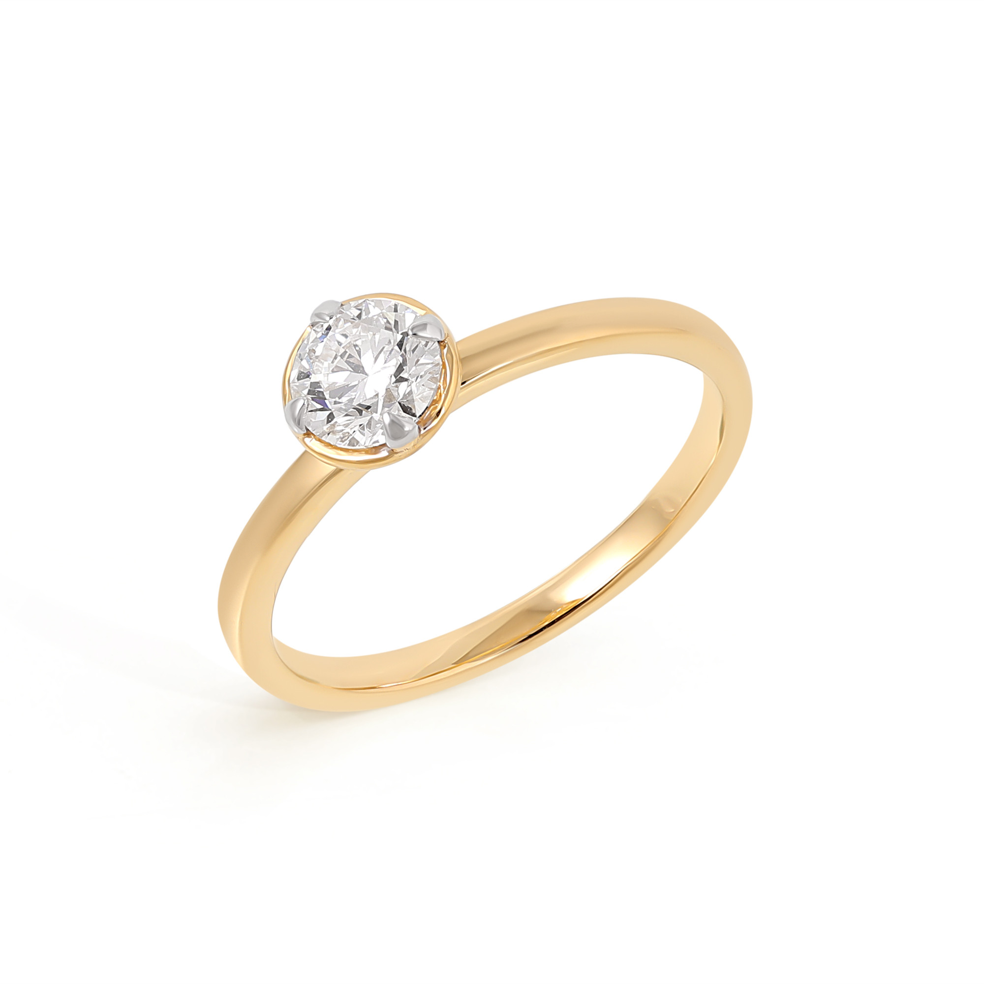 Inel Aur Galben 18k, Diamant Natural Solitaire 0.50 Ct
