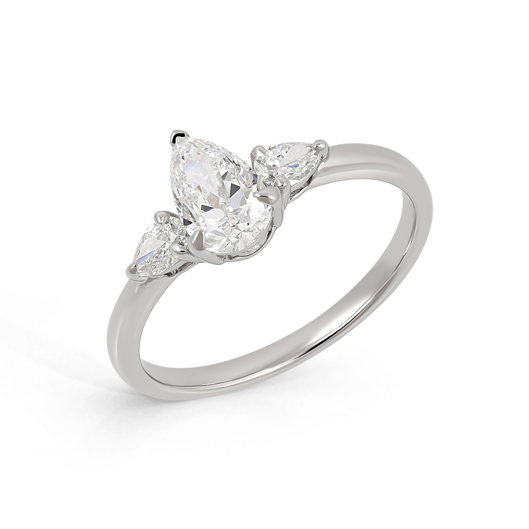 Inel Aur Alb 18k, Diamant Natural Solitaire 0.70 Ct , Diamante Naturale 0.26 Ct