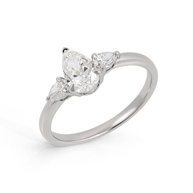 Inel Aur Alb 18k, Diamant Natural Solitaire 0.70 Ct , Diamante Naturale 0.26 Ct