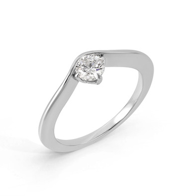 Inel Aur Alb 18k, Diamant Natural Solitaire 0.30 Ct