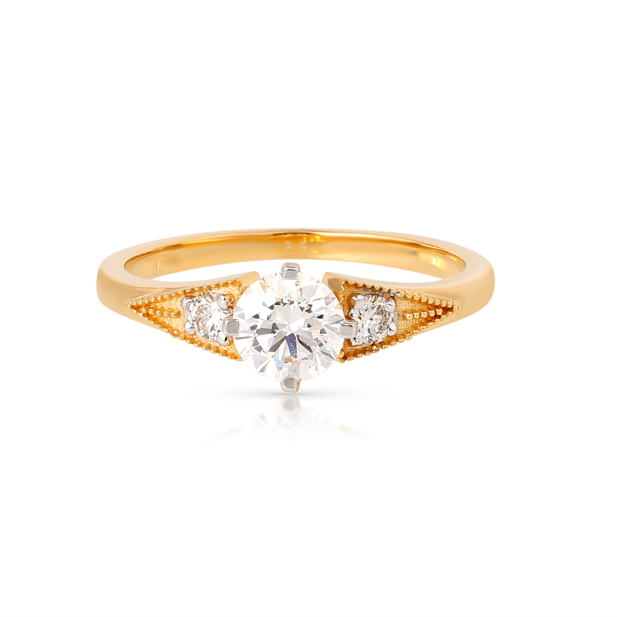 Inel Aur Galben 18k, Diamant Natural Solitaire 0.51 Ct D / VVS2 , Diamante Naturale 0.12 Ct EF/VS