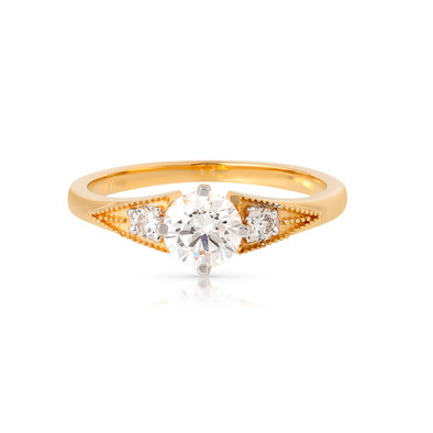Inel Aur Galben 18k, Diamant Natural Solitaire 0.51 Ct D / VVS2 , Diamante Naturale 0.12 Ct EF/VS