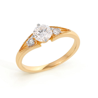 Inel Aur Galben 18k, Diamant Natural Solitaire 0.51 Ct D / VVS2 , Diamante Naturale 0.12 Ct EF/VS