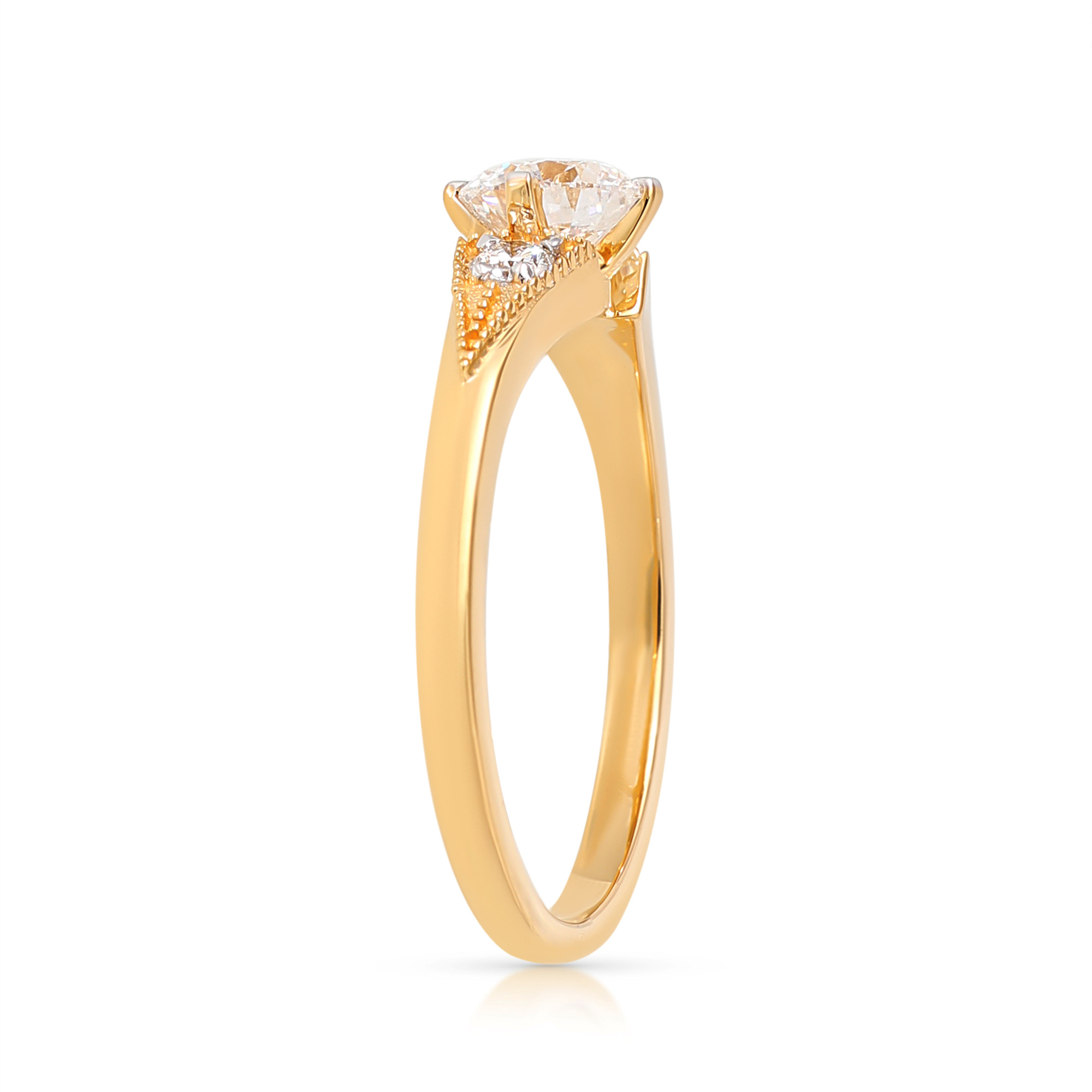 Inel Aur Galben 18k, Diamant Natural Solitaire 0.51 Ct D / VVS2 , Diamante Naturale 0.12 Ct EF/VS