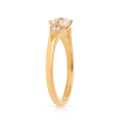 Inel Aur Galben 18k, Diamant Natural Solitaire 0.51 Ct D / VVS2 , Diamante Naturale 0.12 Ct EF/VS