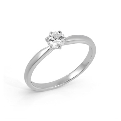 Inel Aur Alb 18k, Diamant Natural Solitaire 0.30 Ct D / VVS2