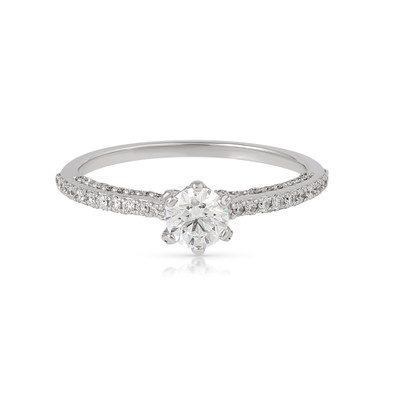 Inel Aur Alb 18k, Diamant Natural Solitaire 0.30 Ct D / VVS2 , Diamante Naturale 0.24 Ct EF/VS