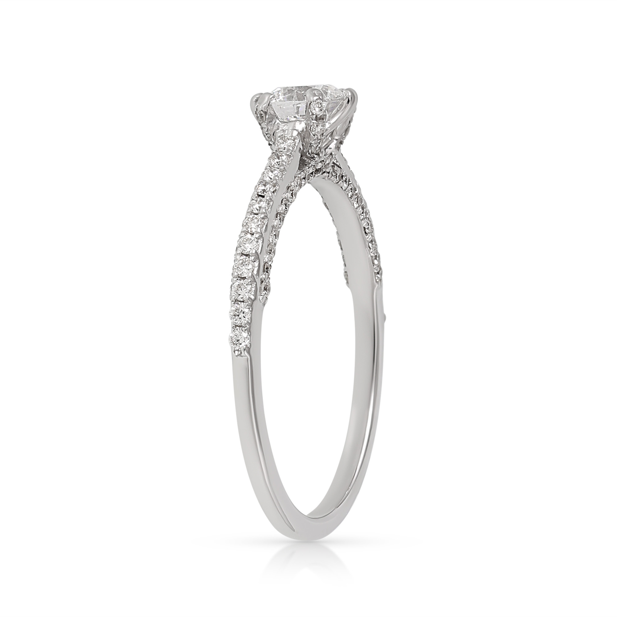 Inel Aur Alb 18k, Diamant Natural Solitaire 0.30 Ct D / VVS2 , Diamante Naturale 0.24 Ct EF/VS