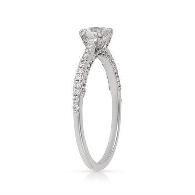 Inel Aur Alb 18k, Diamant Natural Solitaire 0.30 Ct D / VVS2 , Diamante Naturale 0.24 Ct EF/VS