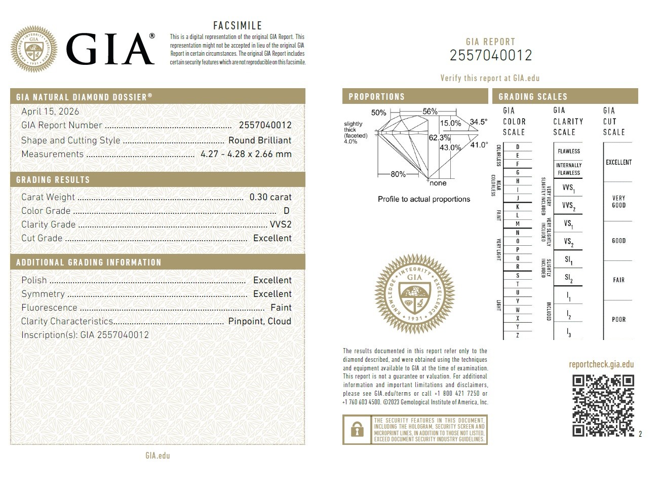 Inel Aur Alb 18k, Diamant Natural Solitaire 0.30 Ct D / VVS2 , Diamante Naturale 0.24 Ct EF/VS