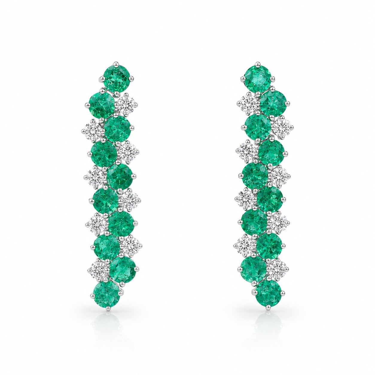 Cercei Aur Alb 18K, Smaralde 3.05 ct , Diamante Naturale 0.92 Ct E-F/VS