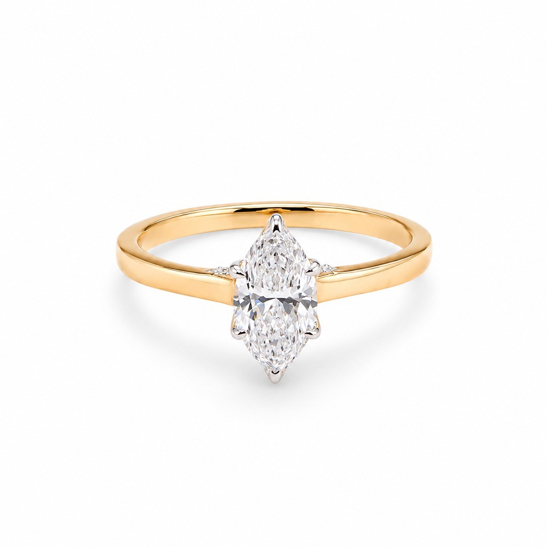 Inel Aur Galben 18k, Diamant Natural Solitaire 0.70 Ct D/VS2 , Diamante Naturale 0.04 Ct