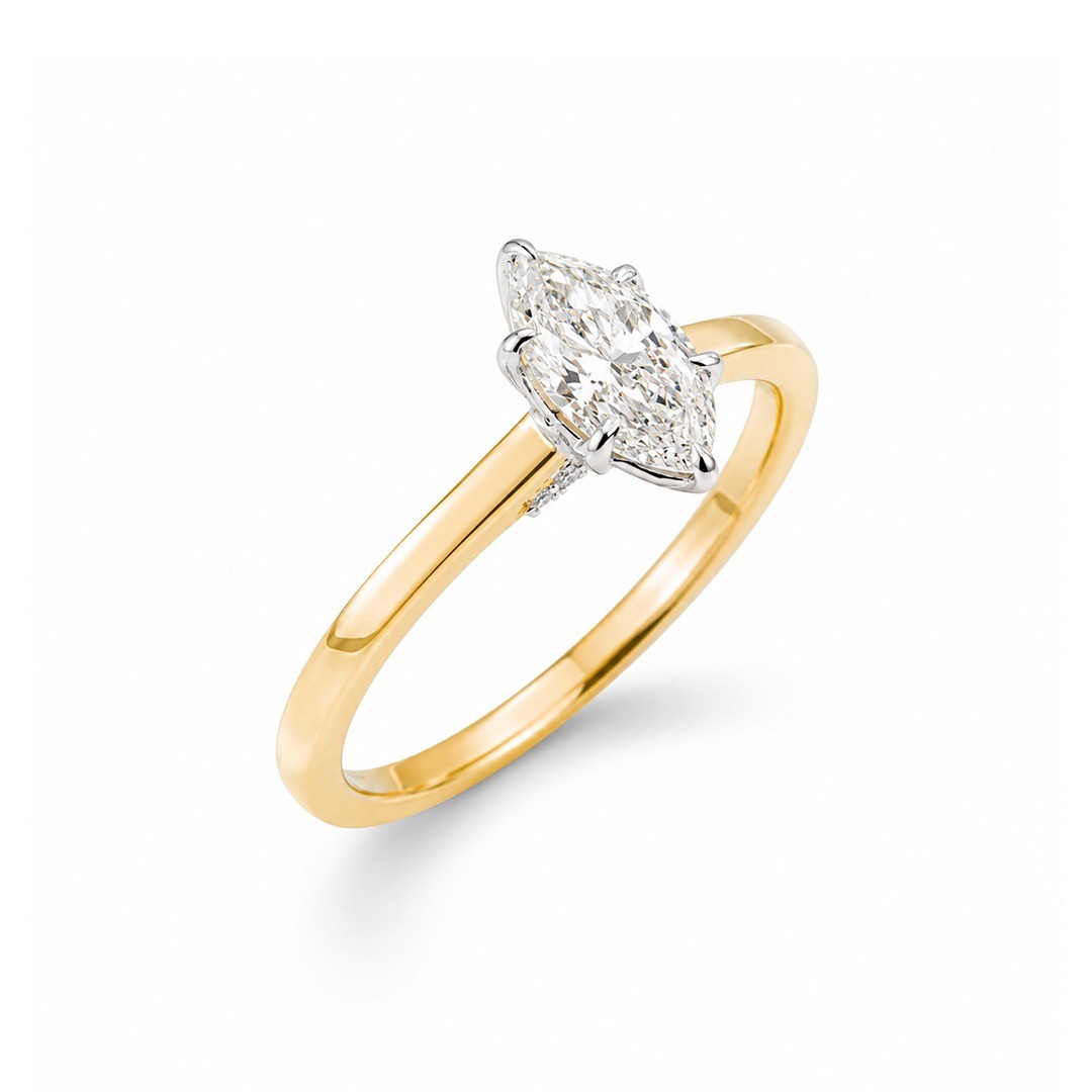 Inel Aur Galben 18k, Diamant Natural Solitaire 0.70 Ct D/VS2 , Diamante Naturale 0.04 Ct