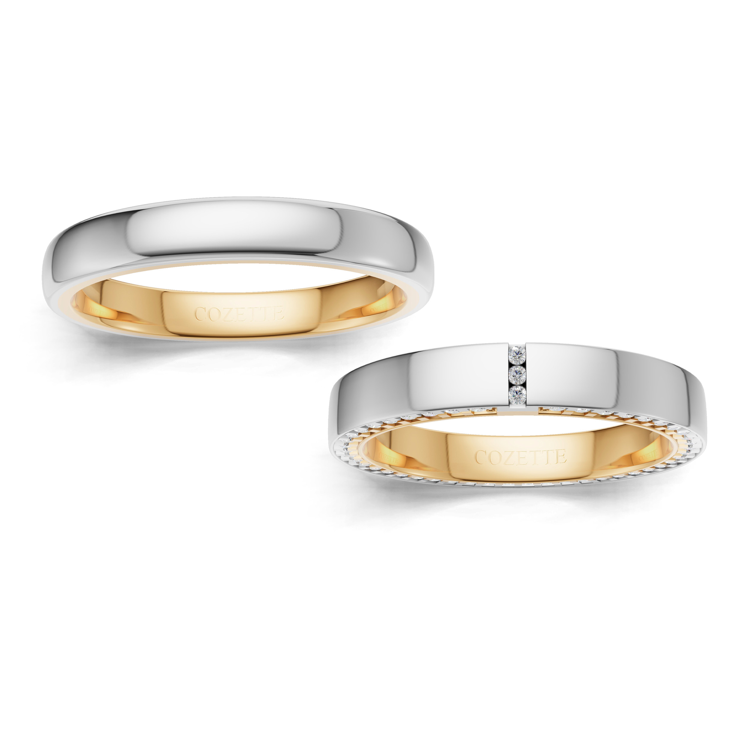Verighete aur cu diamante naturale - V139 1