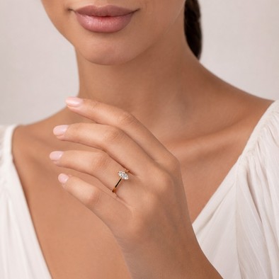 Inel Aur Galben 18k, Diamant Natural Solitaire 0.70 Ct D/VS2 , Diamante Naturale 0.04 Ct