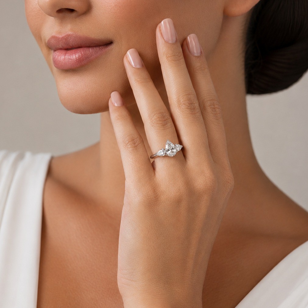 Inel Aur Alb 18k, Diamant Natural Solitaire 0.70 Ct , Diamante Naturale 0.26 Ct