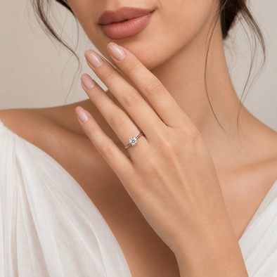 Inel Aur Alb 18k, Diamant Natural Solitaire 1.00 Ct