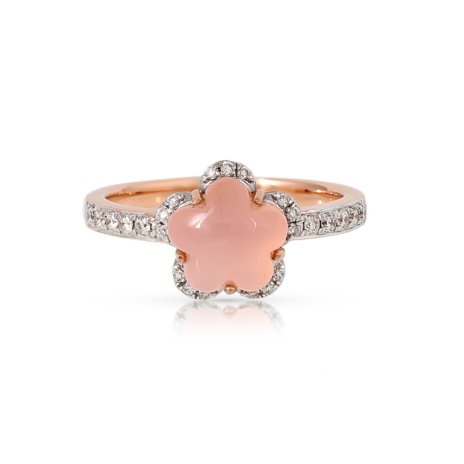 Inel Aur Roz 14K, Cuart Roz  1.30 Ct , Diamante Naturale 0.21 Ct FG/VS-SI
