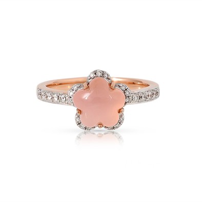 Inel Aur Roz 14K, Cuart Roz  1.30 Ct , Diamante Naturale 0.21 Ct FG/VS-SI