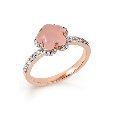 Inel Aur Roz 14K, Cuart Roz  1.30 Ct , Diamante Naturale 0.21 Ct FG/VS-SI