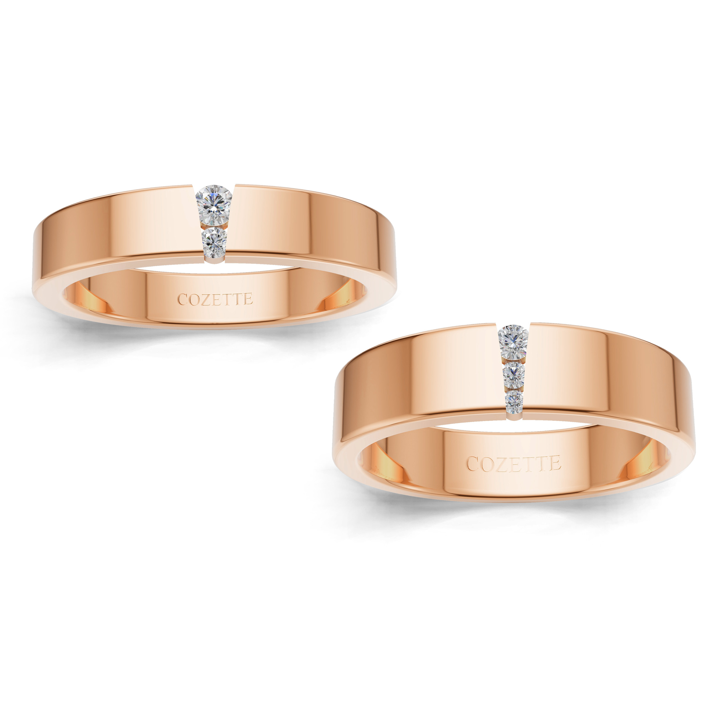 Verighete aur cu diamante naturale - V146 3