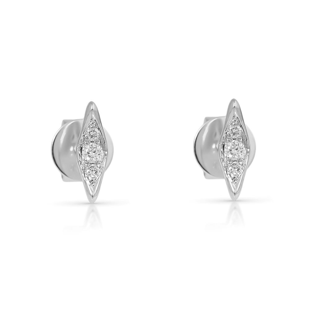 Cercei Aur Alb 18k, Diamante Naturale 0.08 ct FG/VS-SI