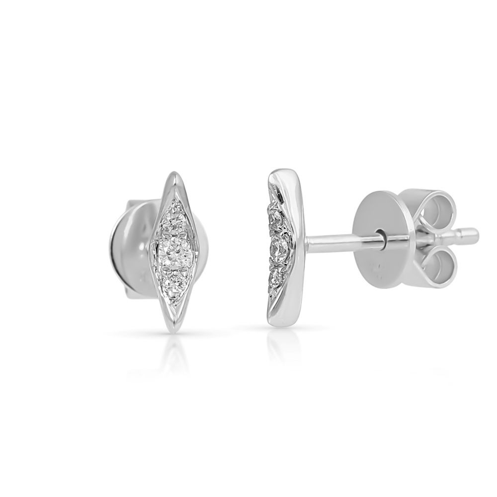 Cercei Aur Alb 18k, Diamante Naturale 0.08 ct FG/VS-SI
