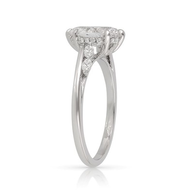 Inel Aur Alb 18k, Diamant Natural Solitaire 1.00 Ct D / SI1 , Diamante Naturale 0.20 Ct EF/VS
