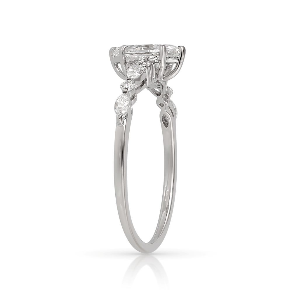 Inel Aur Alb 18k, Diamant Natural Solitaire 0.50 Ct D / SI1 , Diamante Naturale 0.33 Ct EF/VS