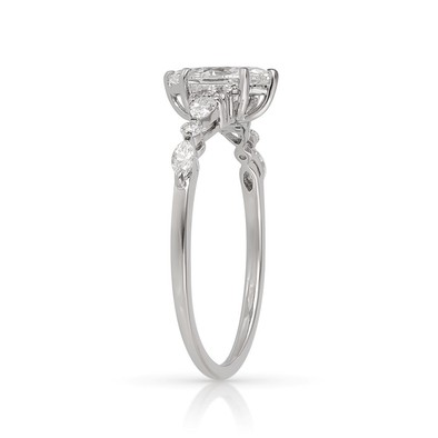 Inel Aur Alb 18k, Diamant Natural Solitaire 0.50 Ct D / SI1 , Diamante Naturale 0.33 Ct EF/VS