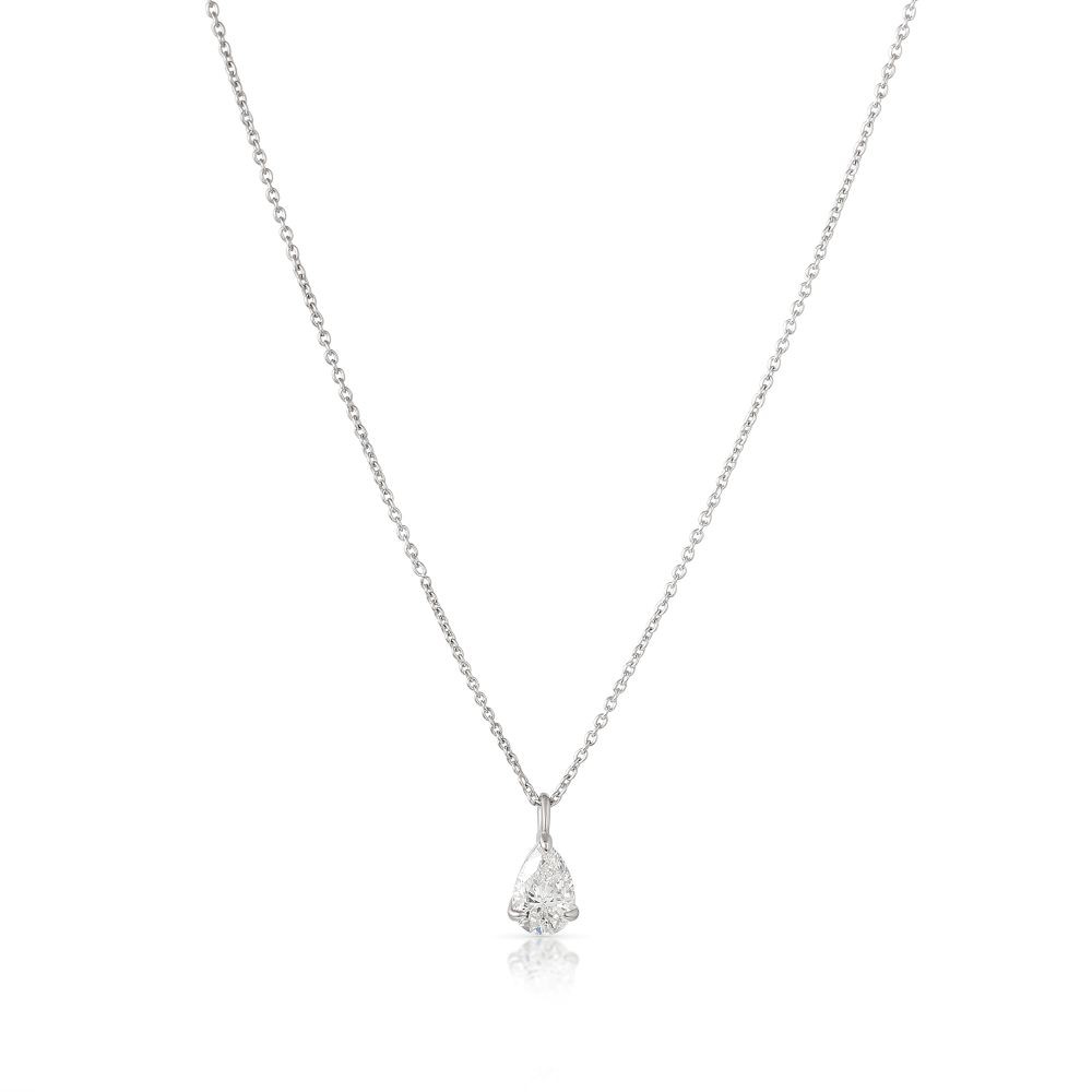 Colier Aur Alb 18K, Diamant Natural Solitaire 0.70 Ct E/VS2