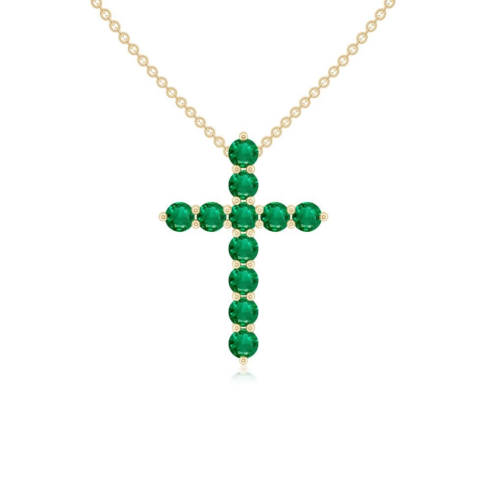 Colier Aur Galben 14K, Smaralde 0.80 Ct