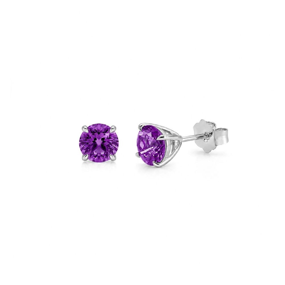 Cercei Aur Alb 14k, Ametist 1.70 Ct