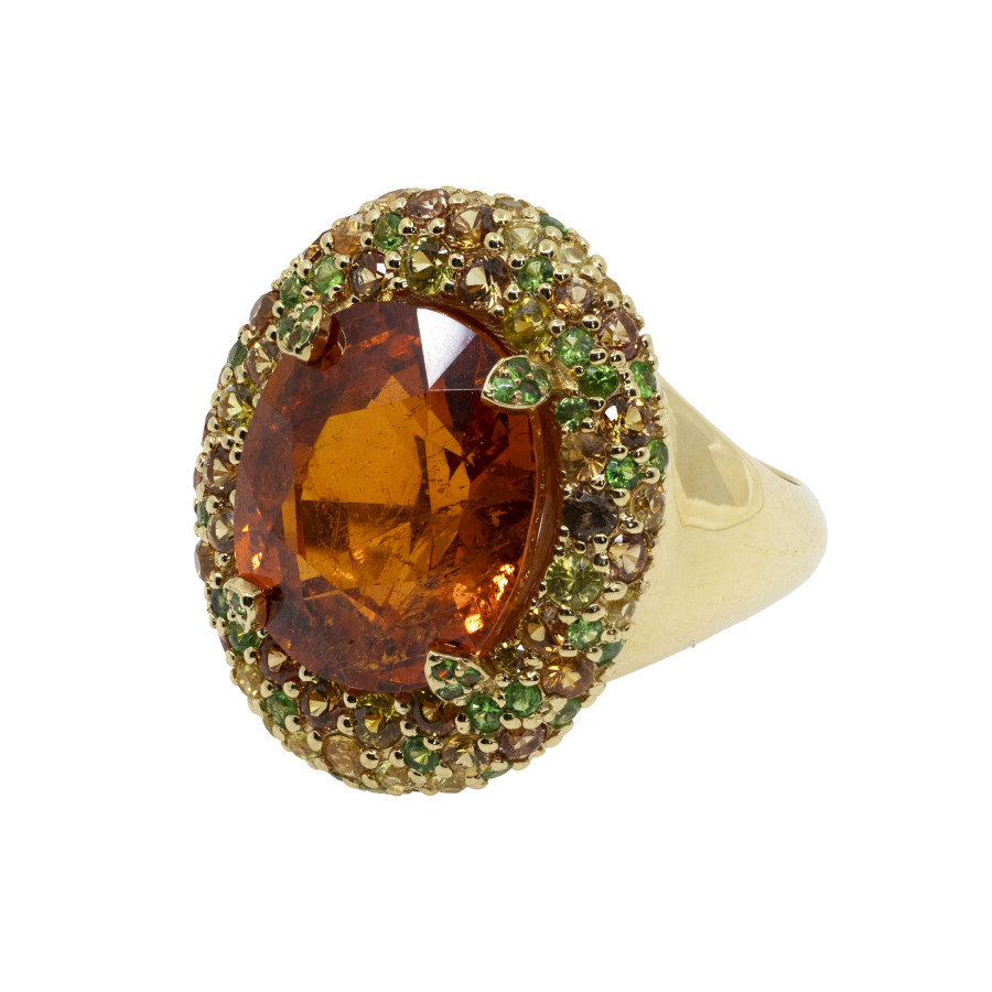  Inel Aur 18k, Spesartit 3 ct, Safire Fancy 2.21 ct 3