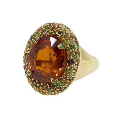  Inel Aur 18k, Spesartit 3 ct, Safire Fancy 2.21 ct 3