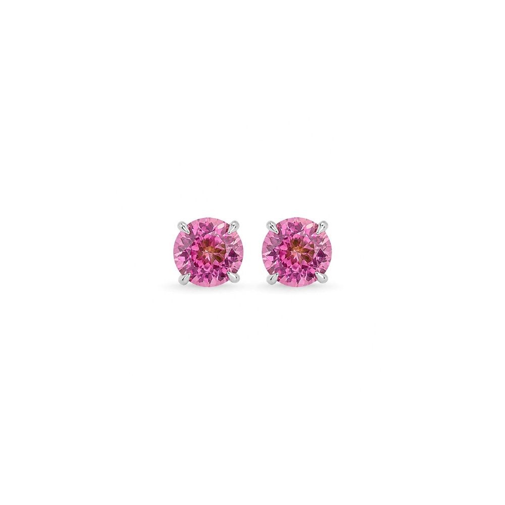 Cercei Aur Alb 14k, Turmalina Roz 2.00 Ct