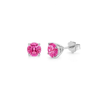 Cercei Aur Alb 14k, Turmalina Roz 2.00 Ct