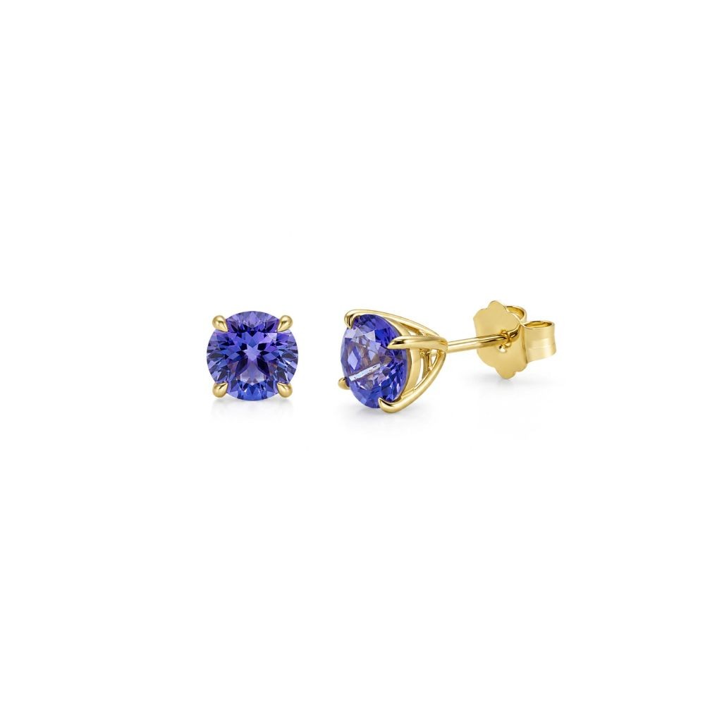 Cercei Aur Galben 14k, Tanzanit 1.85 Ct