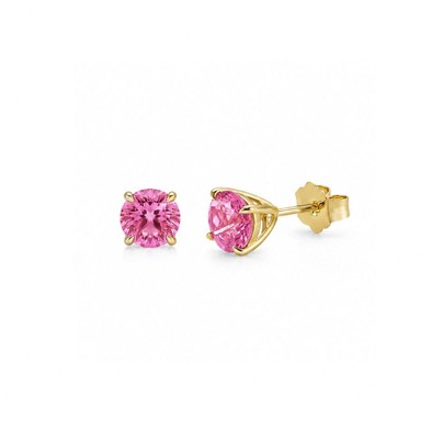 Cercei Aur Galben 14k, Turmalina Roz 2.00 Ct
