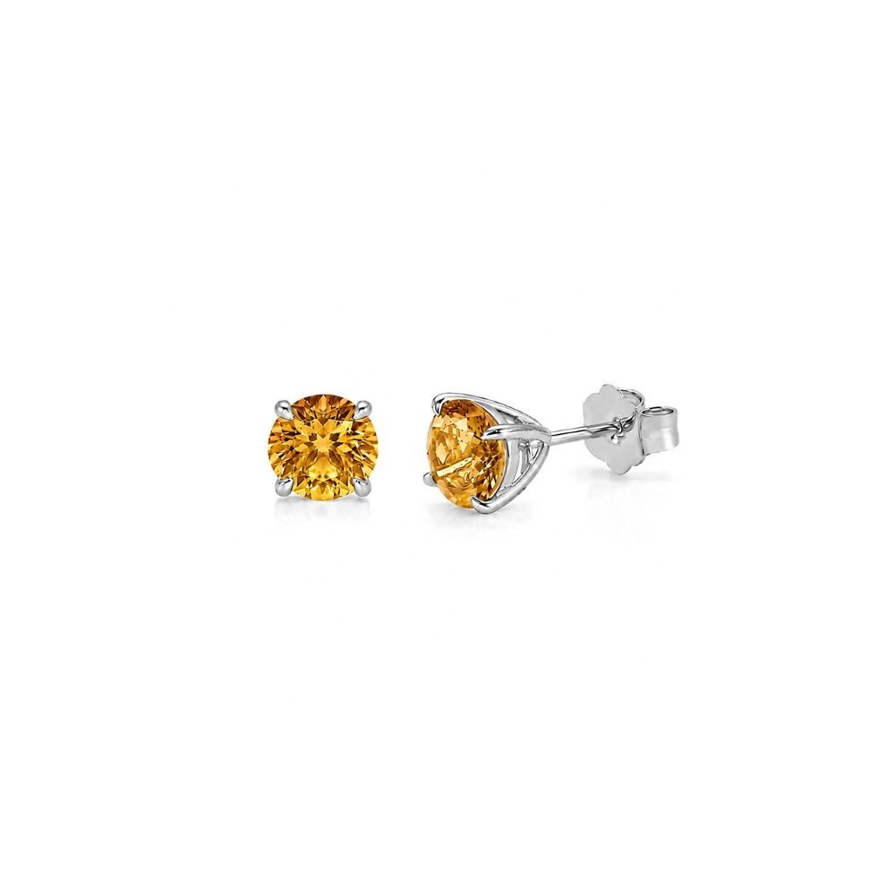 Cercei Aur Alb 14k, Citrin 1.60 Ct