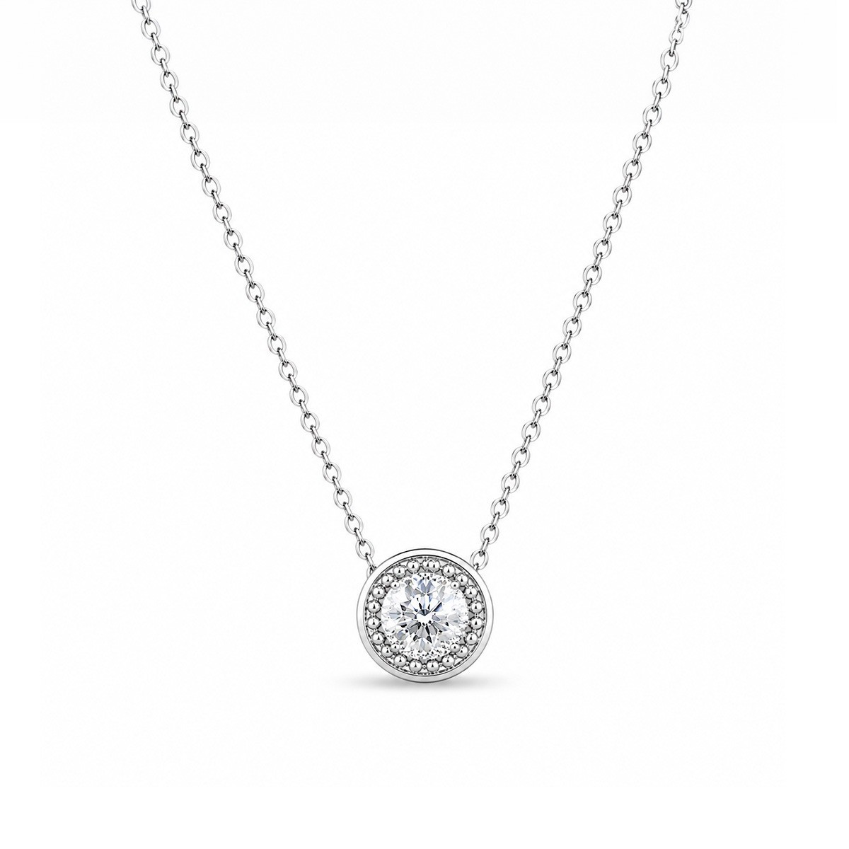 Colier Aur Alb 18k, Diamant Natural 0.56 ct