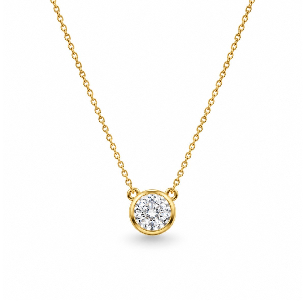 Colier Aur Galben 18K, Diamant Natural Solitaire 0.58 Ct E/VS2